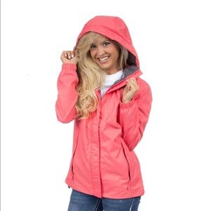 Lauren James coral rain jacket EUC